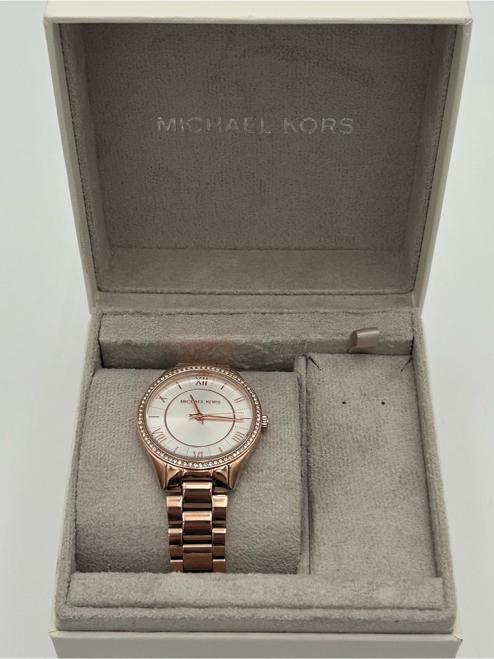 Michael Kors Rose Gold and White Crystal Accent Women's Watch